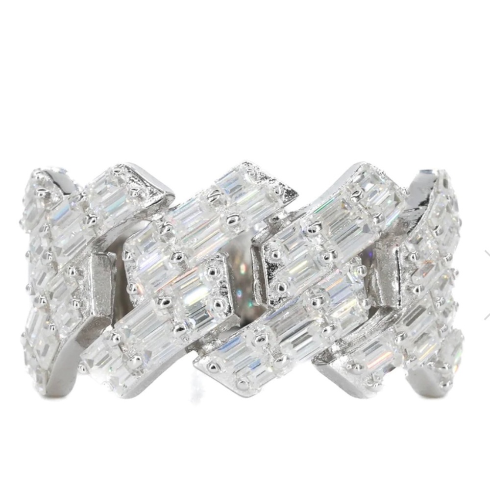 BAGUETTE CUBAN VVS MOISSANITE DIAMOND RING